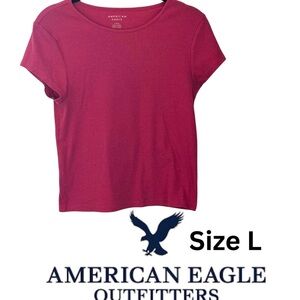 EUC American Eagle Outfitters Women's Pink Ribbed Knit Short Sleeve Tee Size L